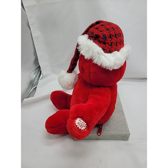 Vintage Smile Happy Face Giggle Plush Red With  Santa Hat 12" NOT WORKING - Picture 6 of 16